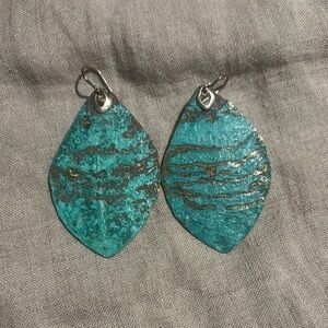 Silpada Cayman Teal patina brass sterling 925 earrings